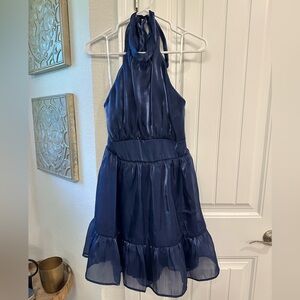 Lulus Elegant Navy Blue Organza Dress